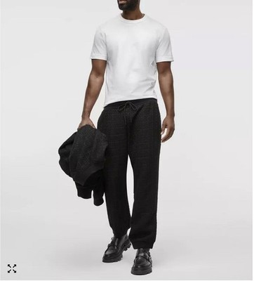 Mode of One Men's Regular-Fit Tapered-Leg Tweed Jogger Pants - Deep Black. XL