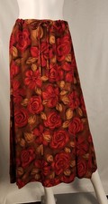 90s Red Rose Floral Sag Harbor Midi Skirt Whimsy/Romantic/Heritage XL