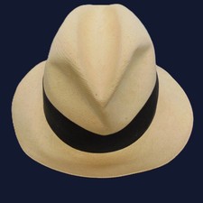 Vintage 1970s Dobbs Fifth Ave Shantung Straw Fedora Hat USA 6 7/8 Panama Style