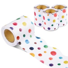 99 Feet Painted Dots Bulletin Board Border Colorful Polka Dots Scalloped Roll...