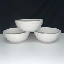 SET OF 3--Crate & Barrel Culinary Arts 6 3/4" Stacking Double Rim White Bowls