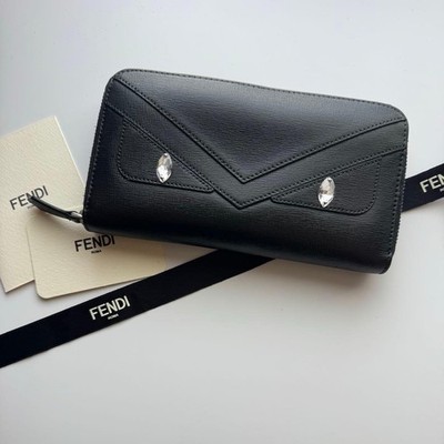 FENDI Monster Round Zipper Wallet Leder Gebraucht