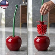 Creative Cherry Toilet Brush Holder Set Cute Novelty Bathroom Cleaning Scrubber