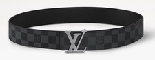 LV Initiales Belt - Silver Buckle - Black Leather - 110cm
