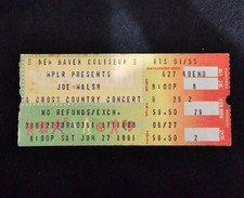 Joe Walsh New Haven, CT. Ticket Stub 1981