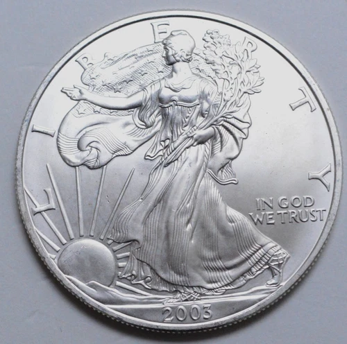 2003 American Silver Eagle Dollar 1 Oz 999 Silver Coin Uncirculated, No Reserve.