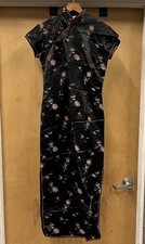 VTG 50s 100 Silk Floral Blossom Cheongsam Chinese Midi Dress Rare 