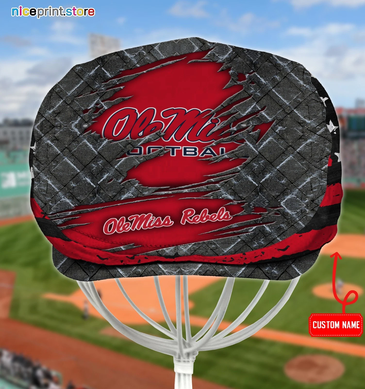 Ole Miss Team Rebels Jeff Cap Newsboy Cap Flat Golf Driving Hat for Men