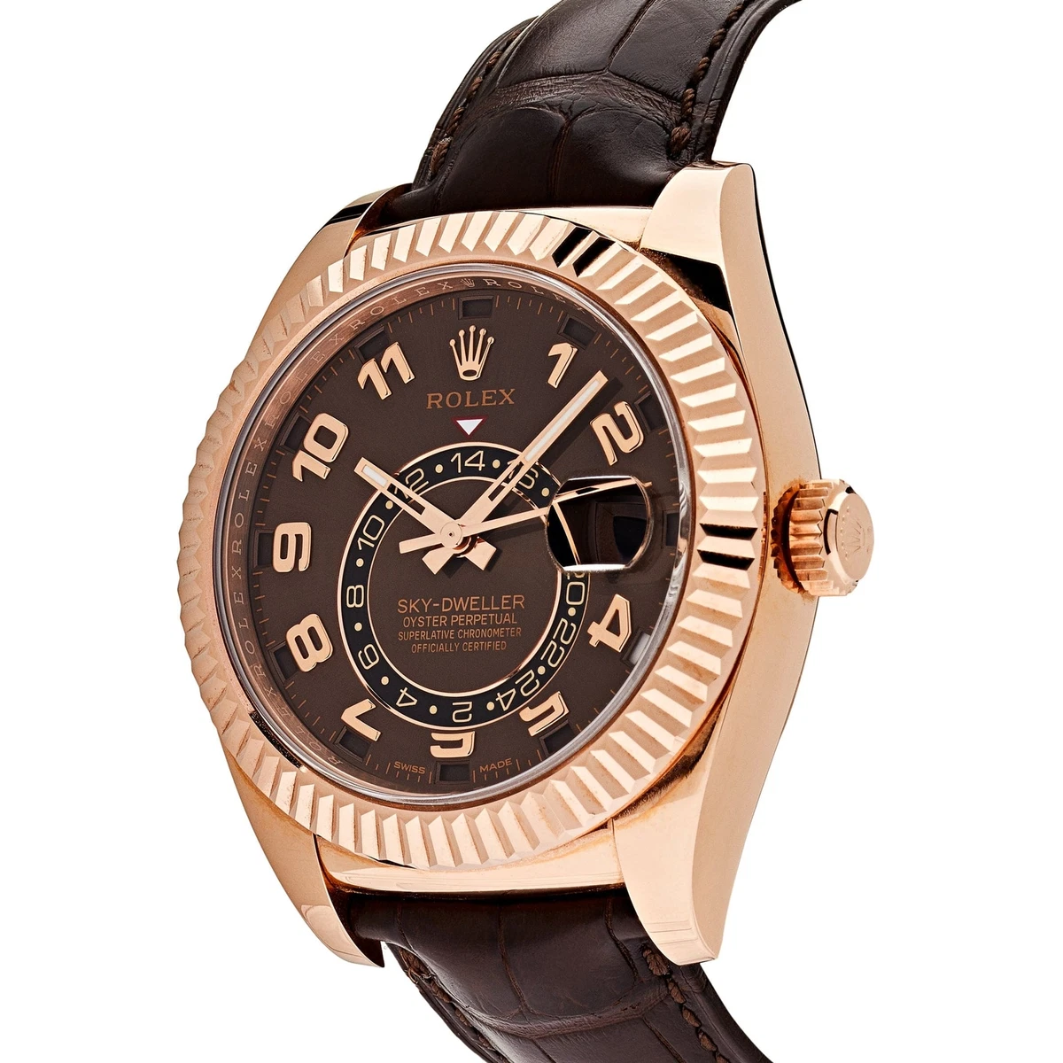 Sky dweller rose gold leather best sale strap