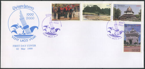 Laos Day 1 1341/1344 Year of the Passenger Car to Laos, 1999 Set On FDC - Picture 1 of 1