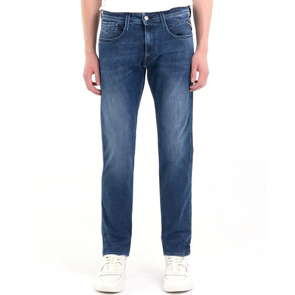 Replay Anbass Power Stretch Dark Blue Denim Jeans M914Y 41A 620 - Main Image