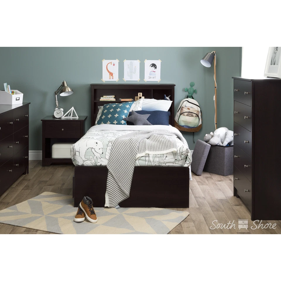 South Shore 10574 Twin Mates Bed 39in With 3 Drawers Pure White Foto 4 de 4