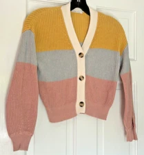 Monoprix Teens Organic Cardigan Knit Cotton Sweater  Sz 10 Women's S