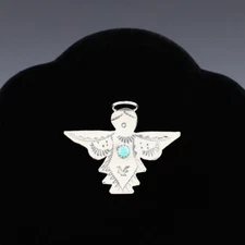 NATIVE AMERICAN NAVAJO STERLING SILVER ANGEL PIN BY LUCILLE PLATERO