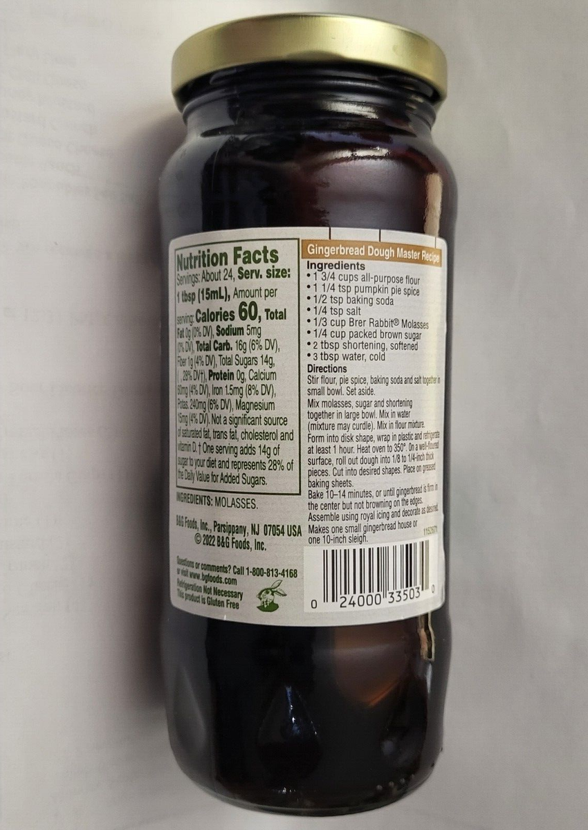 Brer Rabbit Unsulphured Molasses, MILD Flavor, 12oz, BSB OCT 2026
