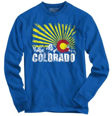 Colorado Flag Rocky Mountains Vacation Gift Long Sleeve Tshirt Tee for Adults