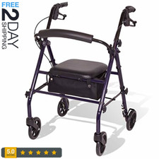 Carex Steel Rollator Walker with Seat and Wheels, Includes Back Support, Rolling