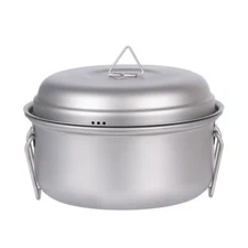 Outdoor 2L Titanium Steamer Tableware Soup Pot Portable Camping Large Capacity