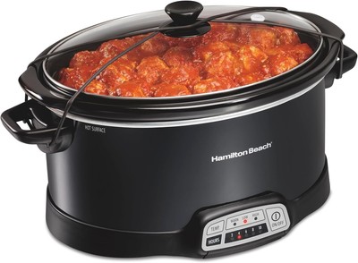 Portable 7Qt Programmable Slow Cooker with Three Temperature Settings Black US