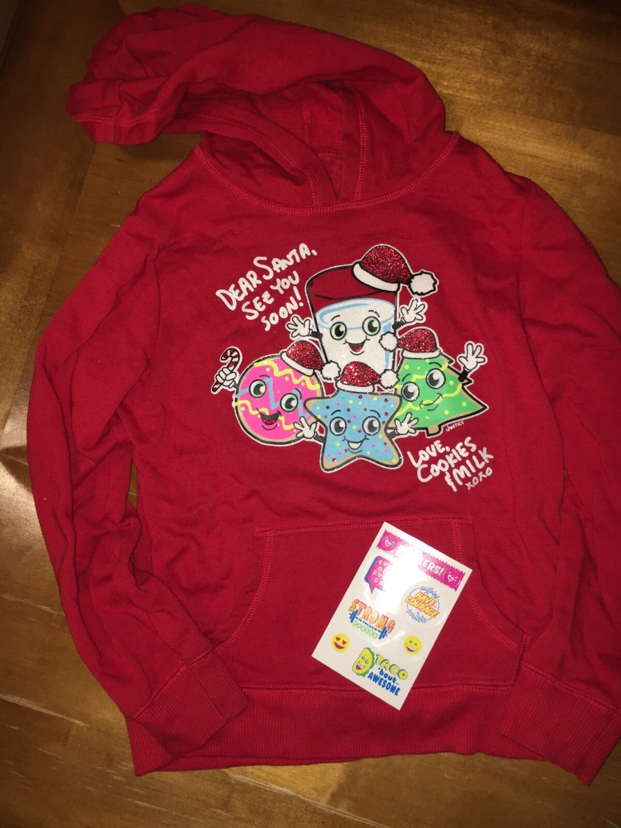 Justice Santa Cookies Milk Hoodie Sweatshirt Sz 7 Guc Christmas | eBay