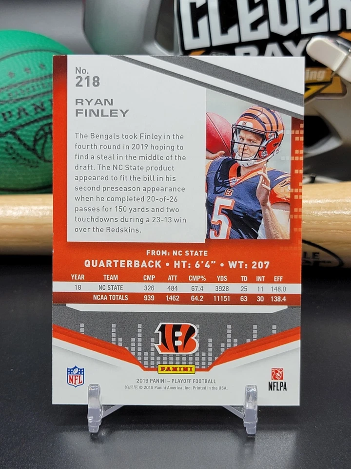 2019 Panini Playoff Rookie 3rd Down #218 Ryan Finley /25 Bengals (cb) - Image 2 of 2