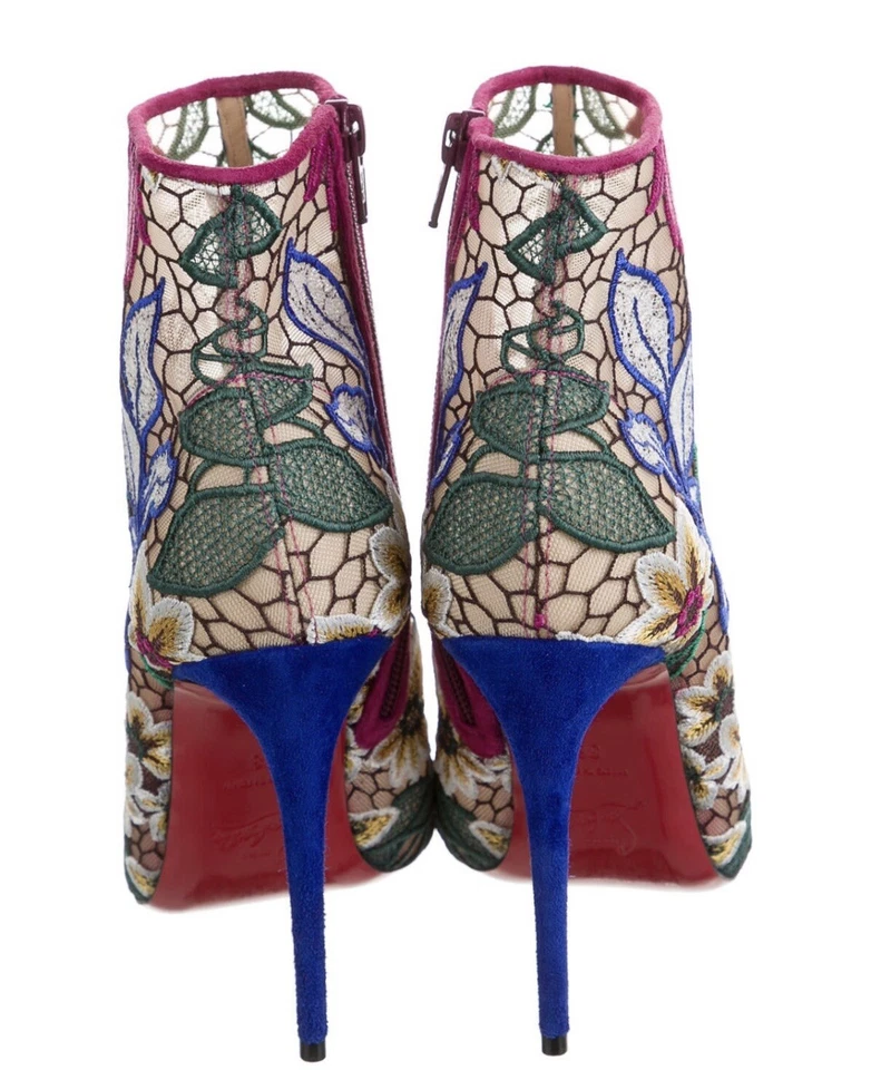 Botas Christian Louboutin de malha com estampa floral tamanho 8/IT 38 EUC***USADAS UMA VEZ*** - Imagem 4 de 4