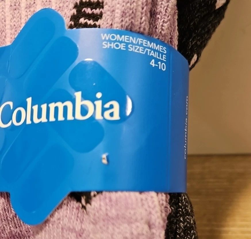 Paquete de 2 calcetines para mujer Columbia Chausettes Crew púrpura carbón talla 4-10 nuevos con etiquetas Foto 3 de 4