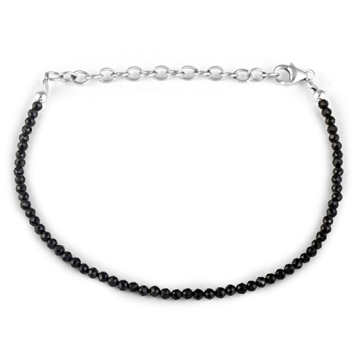 Handmade Naturschwarz Spinell 2mm Rondell Perlen Edelstein Armband 8.7 " Schmuck - Bild 2 von 4