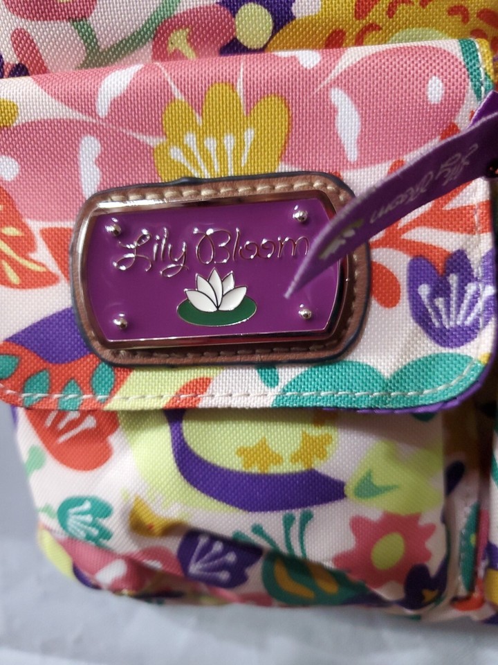 Lily Bloom Multicolor Floral Crossbody Purse 11 Pockets Adjustable