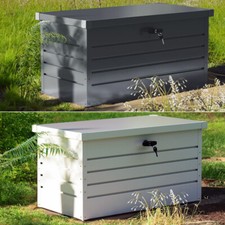 XL Corrugated Metal Steel Storage Garden Cushion Tools Trunk Chest Deck Box Unit