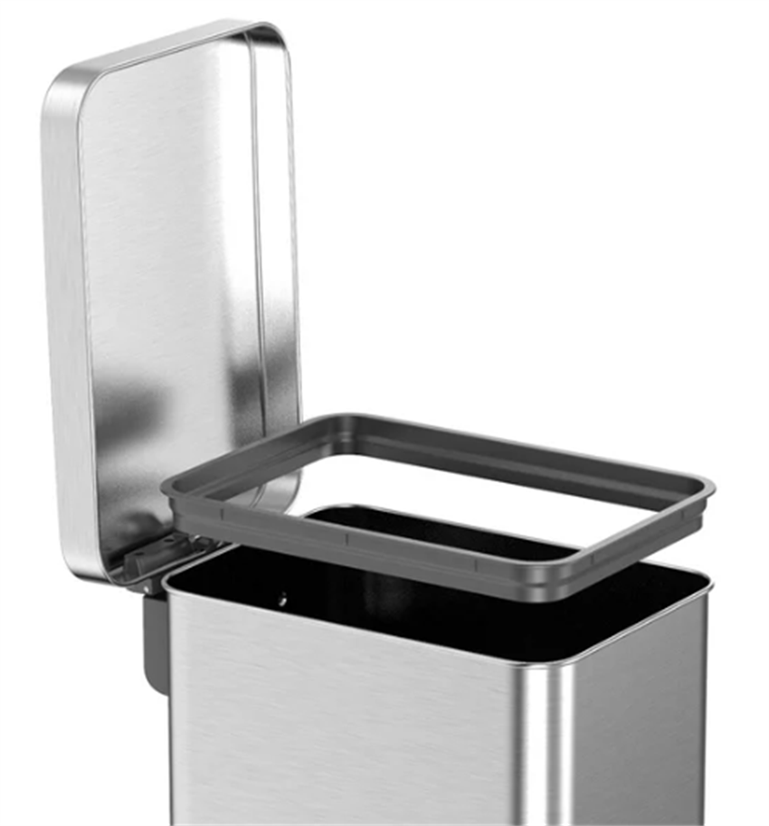 Qualiazero 13.2 Gallon Stainless Steel Step On Slim Kitchen Trash Can