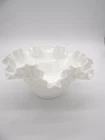 Vintage Hobnail White Milk Glass Scalloped Ruffled Bowl 9"