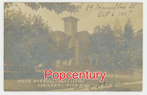 Postcard RPPC 1907 Michigan Ypsilanti State Normal Conservatory Posted to USA