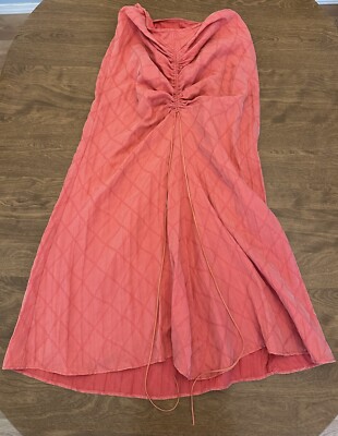 Hanna for La Journee Skirt Womens 1 Coral Lagenlook Ruched Maxi Vintage