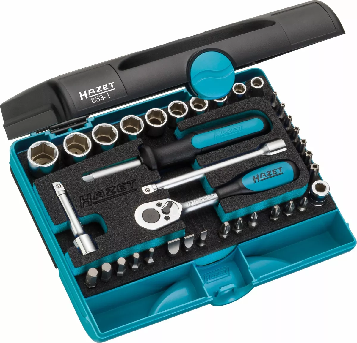 HAZET Socket set 853 1 Hexagon solid 6.3 1 4 inches Square hollow 6.3 mm