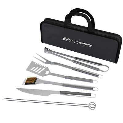 7-Piece BBQ Grill Tool Kit - Stainless Steel BBQ Accessories Kitchen Set