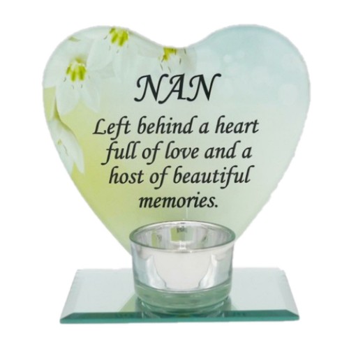 Glass Heart Memorial Tealight Candle Holder Nan eBay