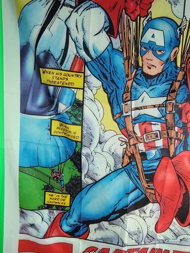 VTG 1991 MARVEL COMICS CAPTAIN AMERICA 29.5X44" CLOTH POSTER/FLAG. (R6) - Picture 7 of 7