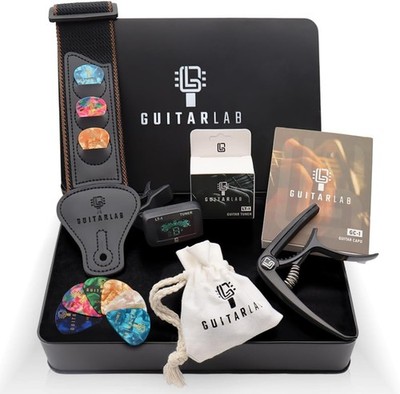 XPCS Guitar Picks Metal Tin Guitar Strap Capo Tuner for Acoustic Electric Guitar