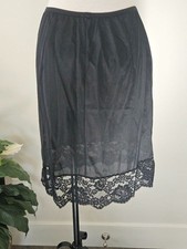 Vintage Vanity Fair Black Nylon 1/2 Slip w/Lace Trim - Size Large