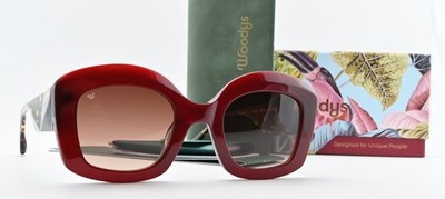 WOODYS Sonnenbrille Irina 03 Glanz Weinrot Havana Oversize 70`s Design Box Set