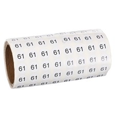 0.4" Small Round Number Stickers Roll, 1000 Pcs Circle Labels, Black Number 61