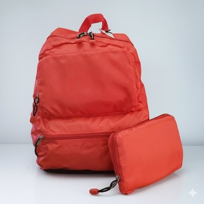Convertible Backpack Red Folds Pouch Zipper Pocket Rip Stop Travel Lightweight