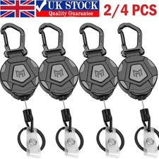 4x Heavy Duty Retractable Keyring Pull Key Chain Clip Recoil Holder Steel Cord
