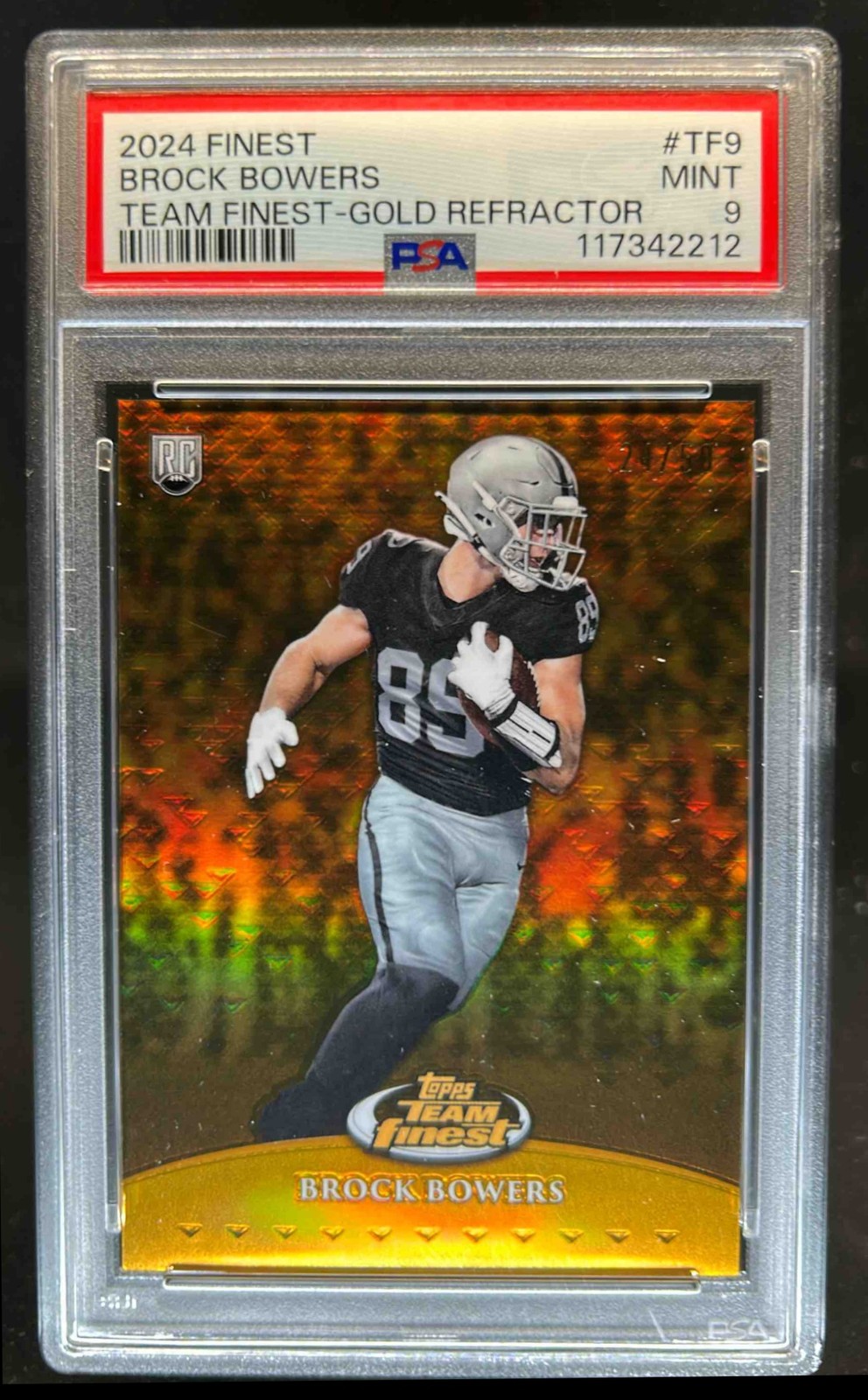 Brock Bowers Topps Finest Team Finest #TF9 Gold Refractor