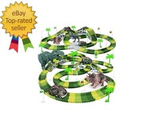 Dinosaur Toys,Create A Dinosaur World Road Race,Flexible Track Playset and 2 pcs