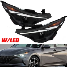 Headlights Fit Hyundai Elantra 2021-2022 Clear Halogen W/LED DRL Left+Right Lamp