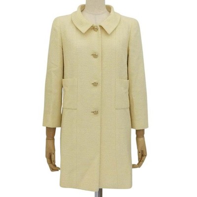 CHANEL Tweed Long Jacket Coat 01C P17004V09493 Cream