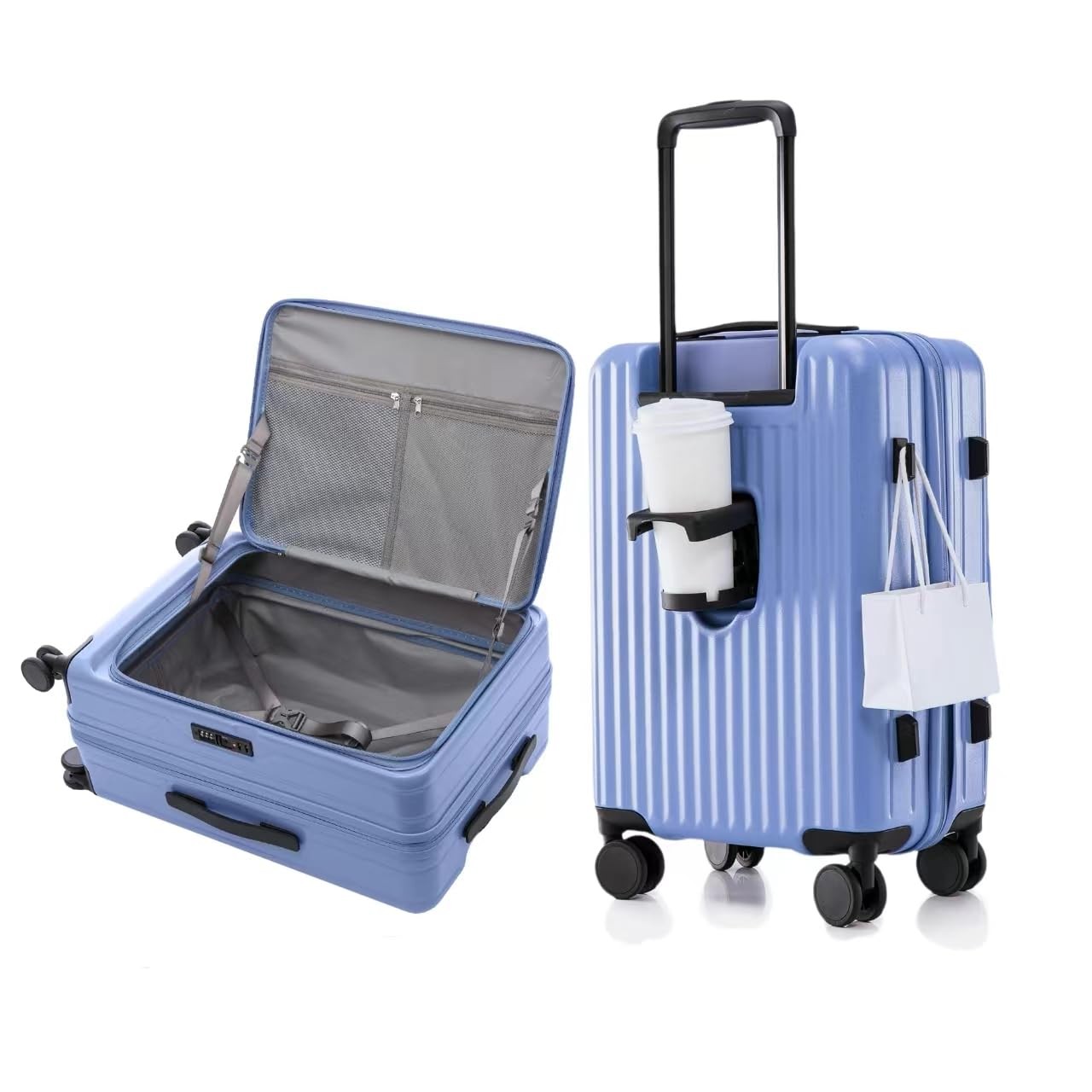 With Cup Holder, Hardside Tsa Approved Lu...