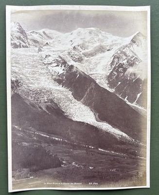 Antique Photo Mountain Mont Blanc Glacier des Bossons, Chamonix Alpine 1880